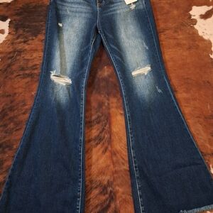Classic Distressed Wide Leg Jeans